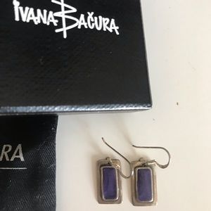 Ivanka Bacura earrings, purple. Genuine with case.